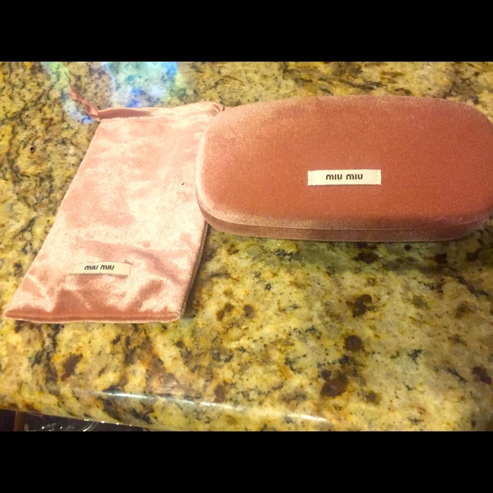 MiuMiu Sunglass Case with matching velour logo bag